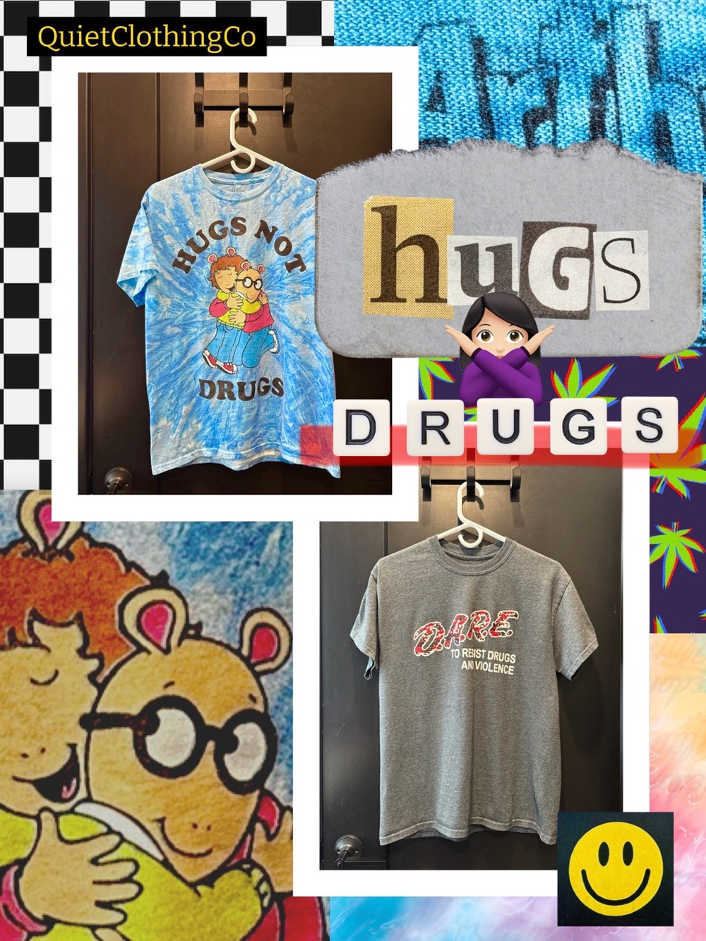PBS Arthur 'Hugs Not Drugs' Blue Tie-Dye T-Shirt and D.A.R.E. Tee